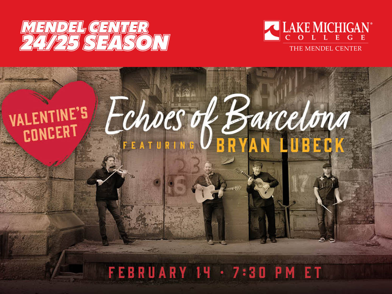 Bryan Lubeck returns to the LMC Mendel Center for a romantic Valentine’s Day concert event