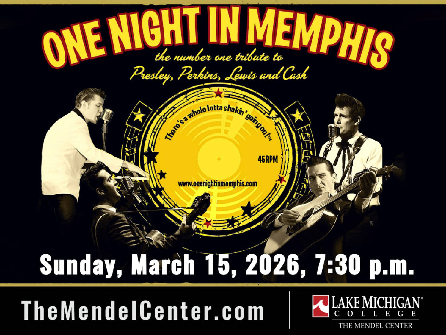 One Night in Memphis® – The #1 Tribute to Presley, Perkins, Lewis, & Cash Coming to the LMC Mendel Center