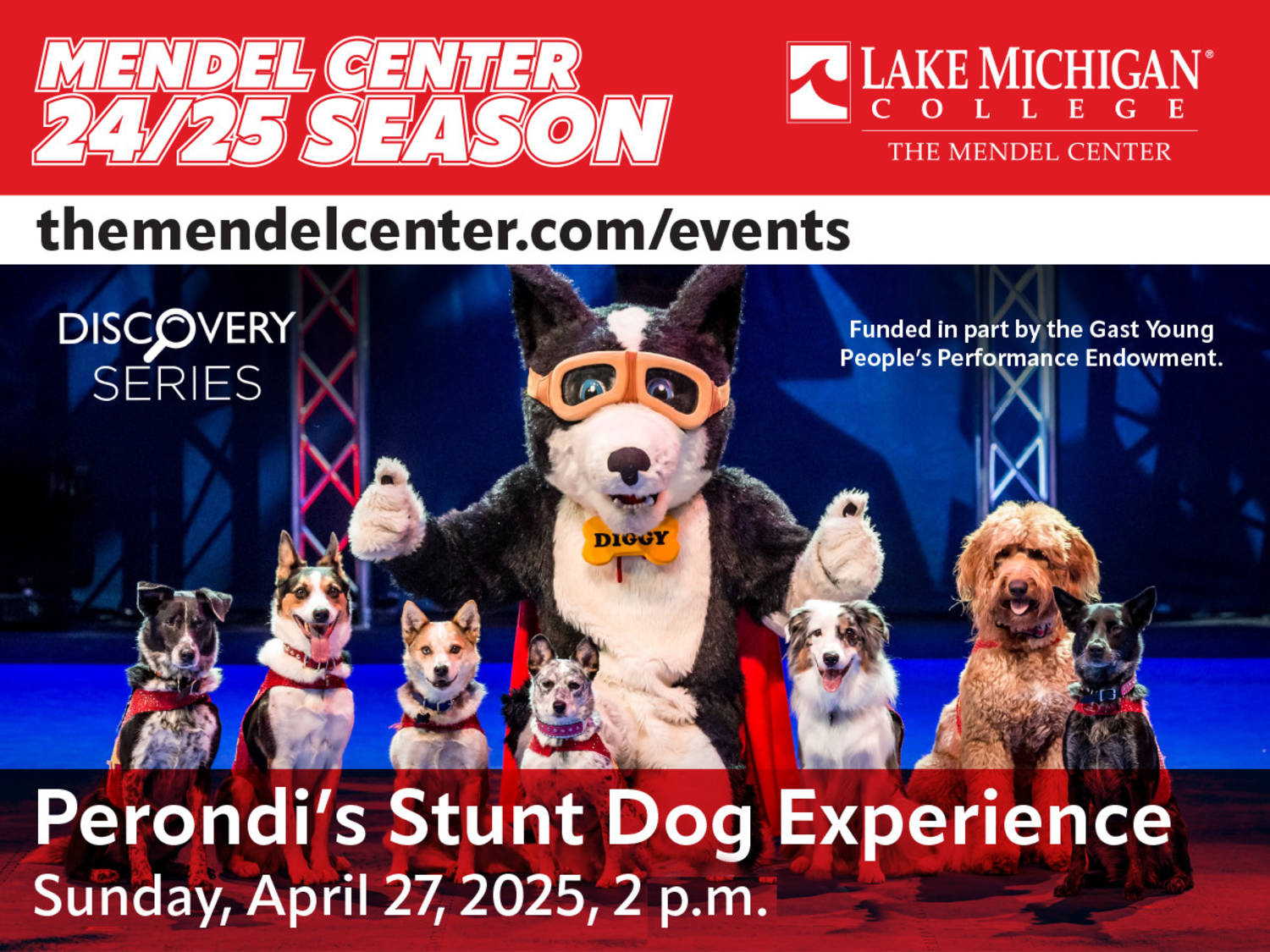 The Perondi’s Stunt Dog Experience returns to the LMC Mendel Center April 27