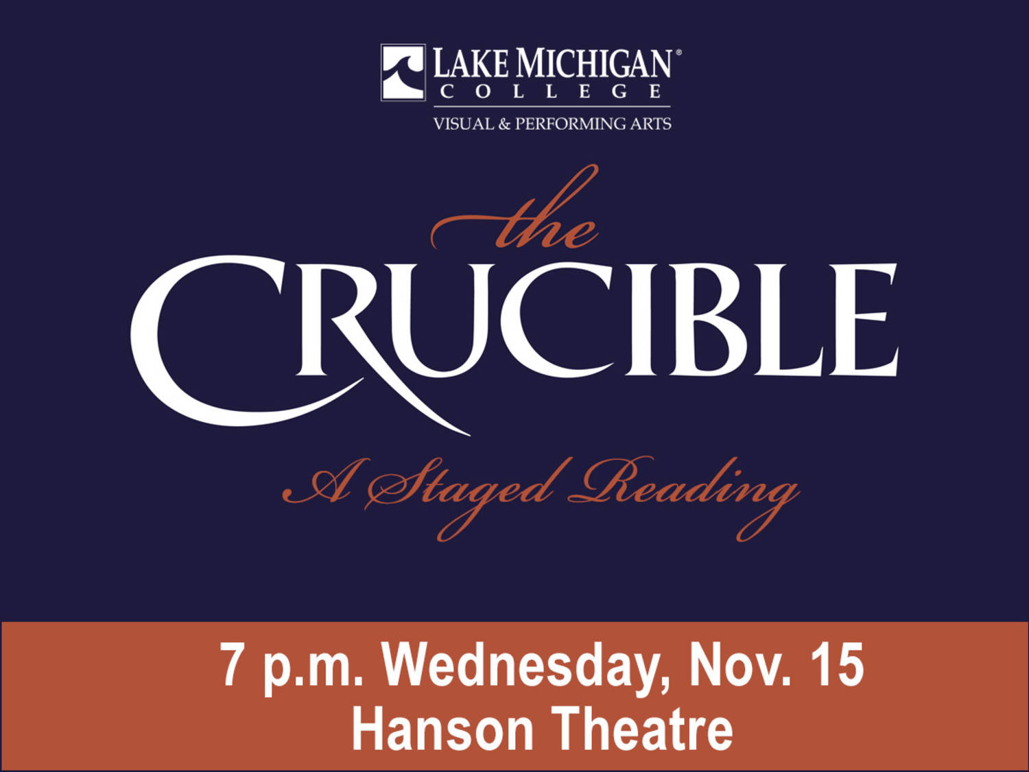A free staged reading of “The Crucible” planned for Nov. 15